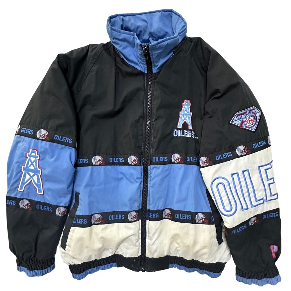 VTG Houston Oilers Puffer Jacket Pro Player 75th Anniversary NFL 90s RARE Size M
